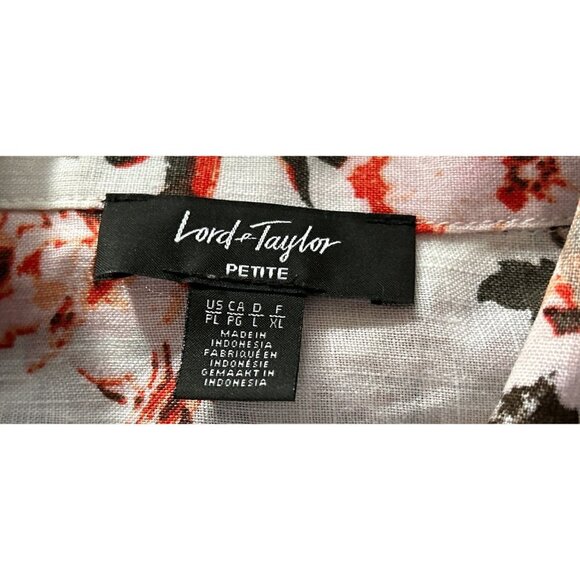 LORD & TAYLOR 100% Linen Printed Shirt Button-up Floral Size Large/P - Picture 3 of 9